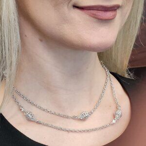 Gabiele & Co. Silver Filigree Station Neckalce  34"